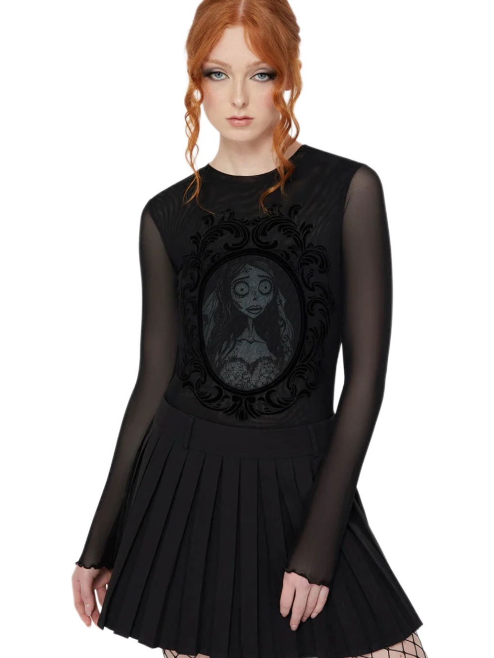 Killstar x Corpse Bride Emily Mesh Top Black